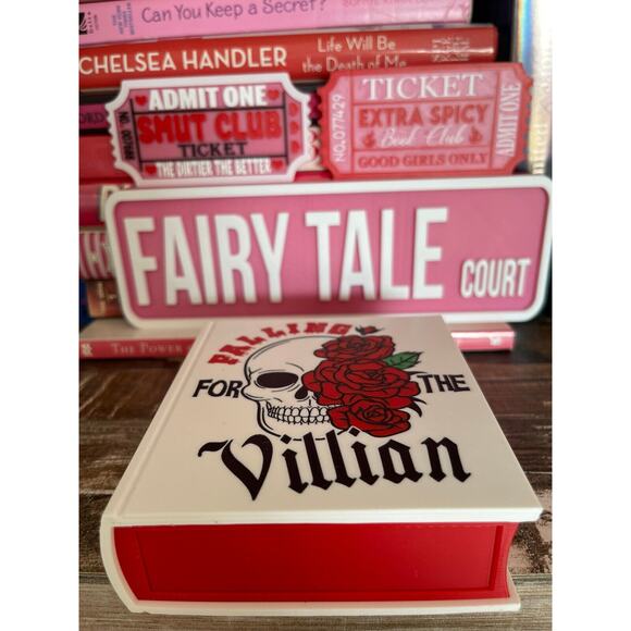 Match Storage Box Book Theme "Falling For The Villian" Matchbox | Holds 4" Match - Picture 4 of 5